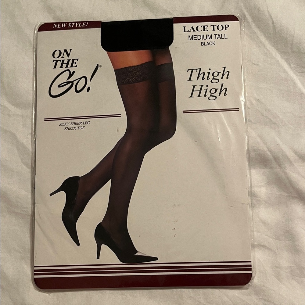 Black Lace Top Thigh High Stockings